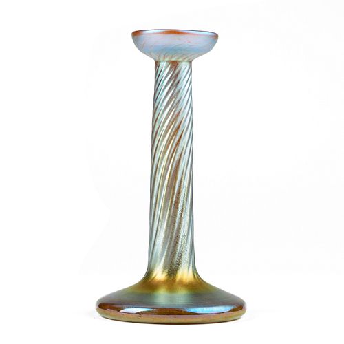Tiffany Favrile Art Glass Twist Candlestick