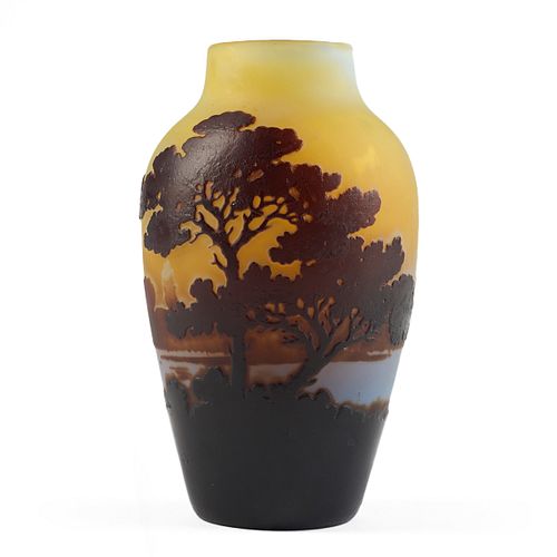 Galle Riverscape Cameo Glass Vase