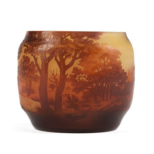 D'Argental French Landscape Cameo Glass Vase