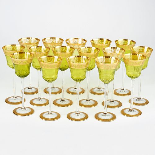 Set of 16 St. Louis Thistle Chartreuse Hock Glasses