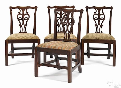 Set of four George III mahogany dining chairs, ca. 1770.