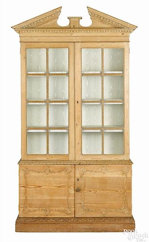 George III pine two-part bookcase, ca. 1770, 91'' h., 46'' w.