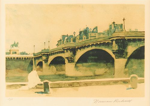 Norman Rockwell Le Pont Neuf Color Lithograph