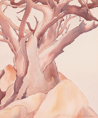 Stanley Wood Modernist Tree Watercolor