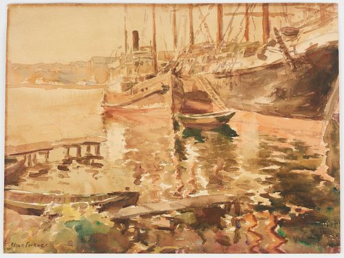 Edgar Forkner Harbor Watercolor