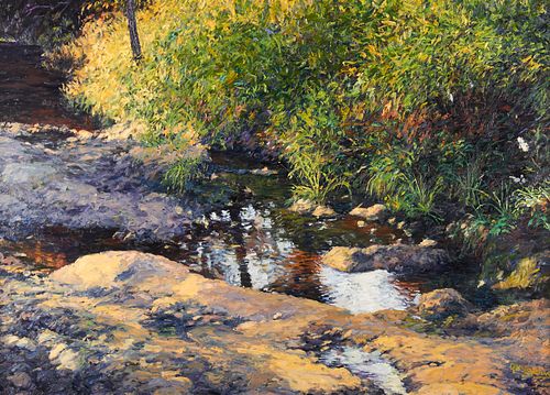 Gary Bowling "Retreat to a Summer Brook" Oil on Canvas 1999