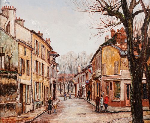 Rene Bondenet "Rue de L'Eglise" Painting on Canvas