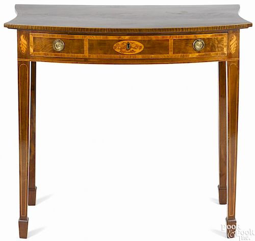 Diminutive George III inlaid mahogany pier table, late 18th c., 29 1/2'' h., 31 3/4'' w.