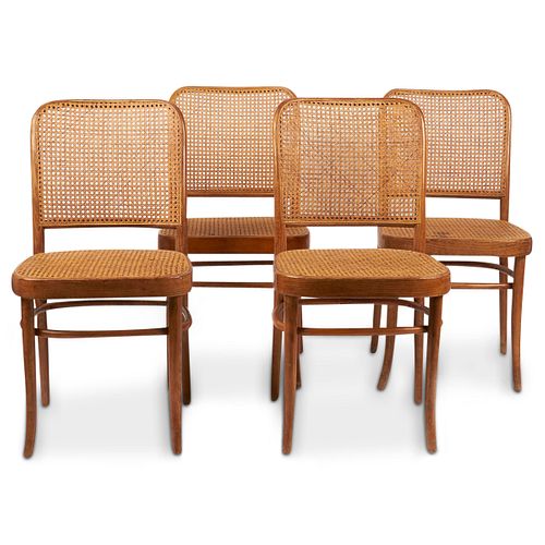 Set of 4 Hoffman Prague Cane Bentwood Chairs