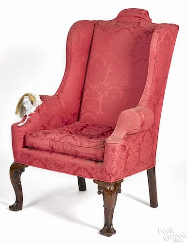 George II mahogany wing chair, ca. 1760, probably Irish.