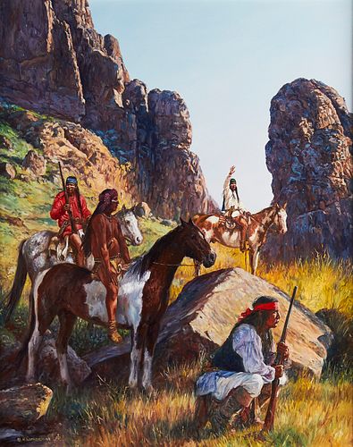 Hubert Wackermann "Apache Hideout" Painting on Canvas
