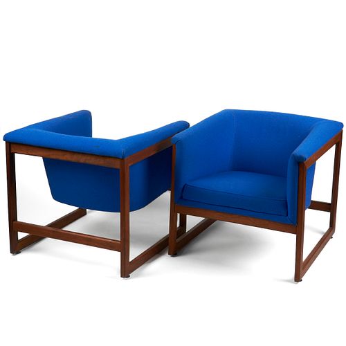 Pair of Milo Baughman Floating Cube Lounge Chairs