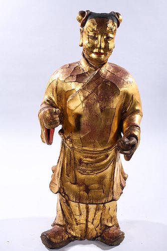 18th C. Chinese Shanxi Lacquered Standing Court Figure