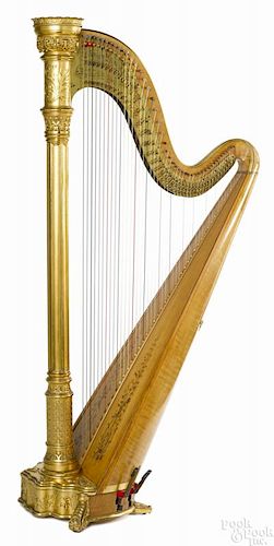 Lyon & Healy Style 21 gold concert harp, #1445, semi-grand, with forty-five strings