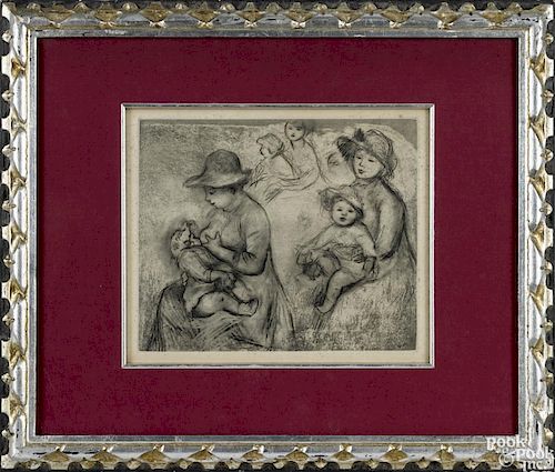 Pierre Auguste Renoir (French 1841-1919), héliogravure, titled Trois Esquisse de Maternite