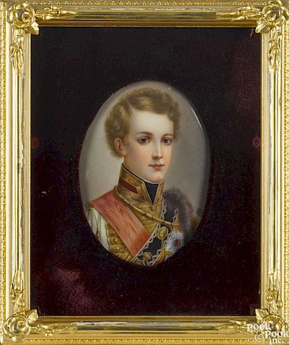 German painted porcelain plaque of Napoleon II, late 19th c., signed Proscholott