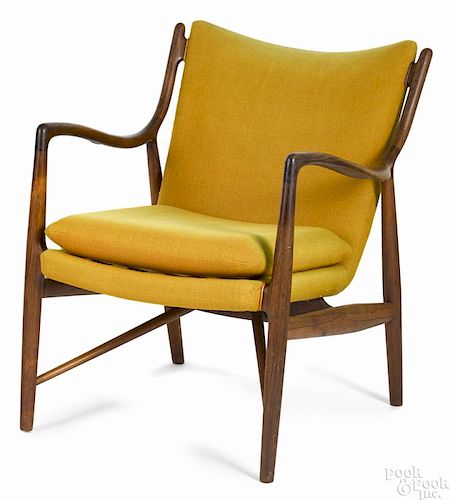 Finn Juhl Danish Modern rosewood lounge chair, by Niels Vodder, model #NV-45, stamped