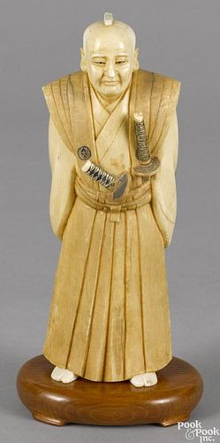 Japanese Meiji period carved ivory samurai, 7 3/4'' h.