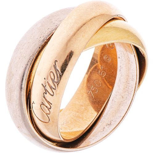 RING IN YELLOW, WHITE AND PINK 18K GOLD Weight: 15.5 g. Size: 6 ¼