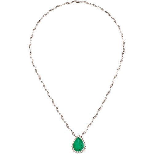CHOKER WITH COLOMBIAN EMERALD CERTIFIED GRS AND DIAMONDS IN 18K WHITE GOLD 1 Emerald ~9.92 ct and diamonds ~2.59 ct