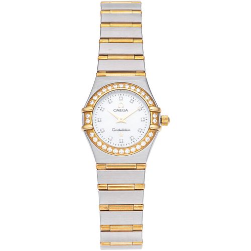 OMEGA CONSTELLATION LADY WATCH WITH DIAMONDS IN STEEL AND 18K YELLOW GOLD Movement: quartz