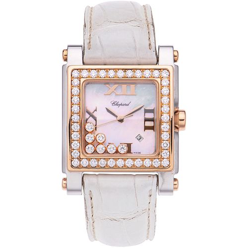 CHOPARD HAPPY SPORT LADY WATCH WITH DIAMONDS IN STEEL AND 18K PINK GOLD REF. 8495  Movement: quartz