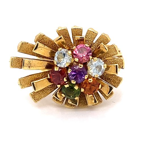 1950Õs 18k H. STERNÊ Multicolor Stone Ring