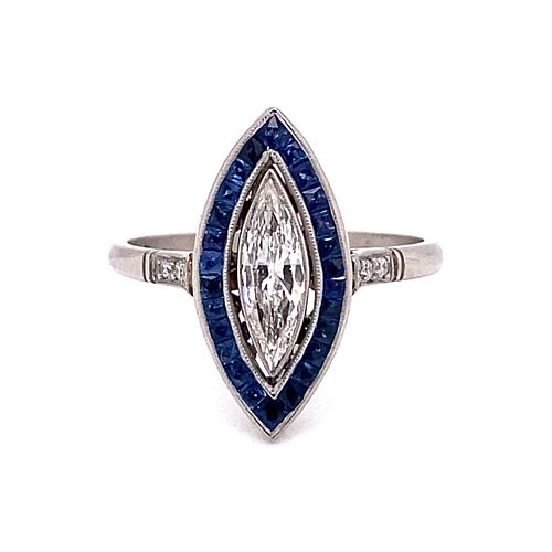 Platinum Marquise Sapphire Ring