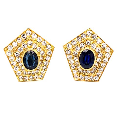 18k Diamond Sapphire Earrings