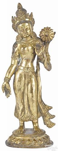 Sino Tibetan bronze Tara figure, 10 3/8'' h.