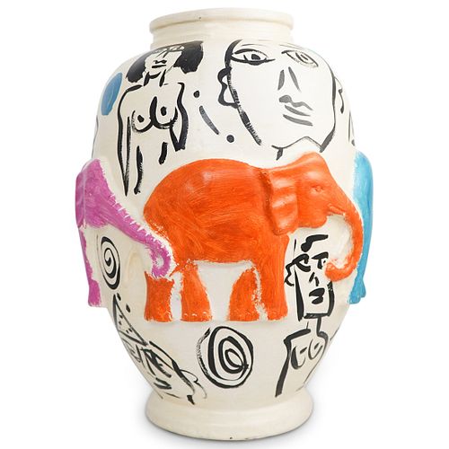 Peter Keil (German, b. 1942) Ceramic Painted Figural Vase