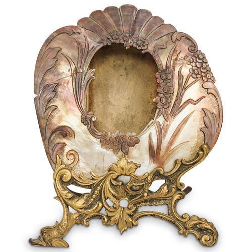Art Nouveau Shell and Brass Picture Frame
