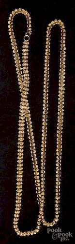 Yellow gold floral mesh chain, 28'' l., 30.2 dwt