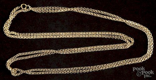 Yellow gold double-curb link chain, 54'' l., 31.8 dwt