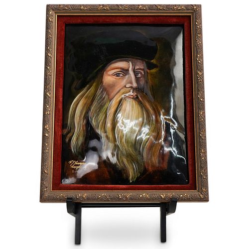 Limoges "Leonardo Da Vinci" Enamel Over Copper Painting