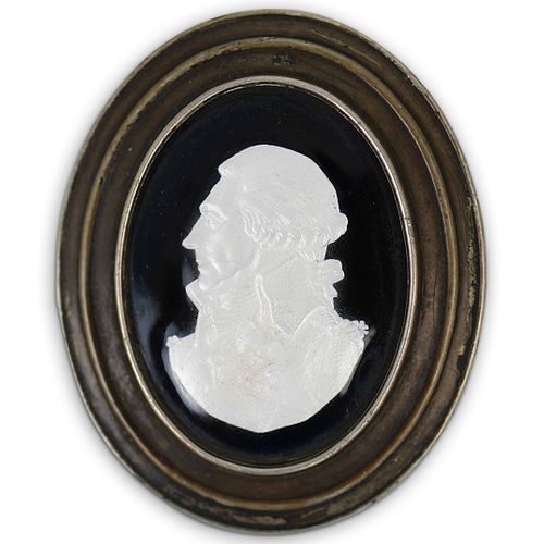 Antique Miniature Silver Foil Portrait