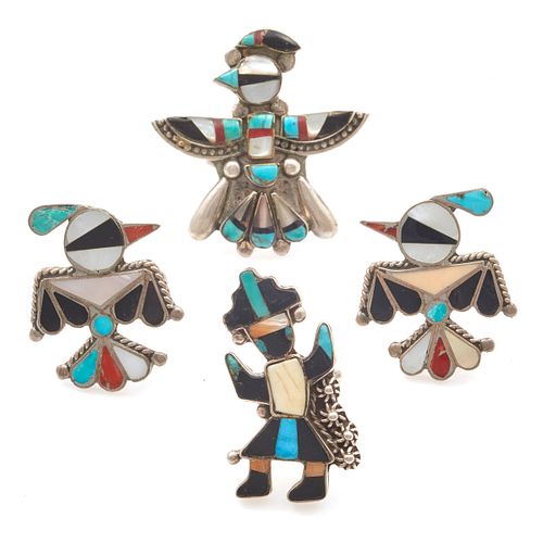 Collection of Four Zuni Inlay Rings