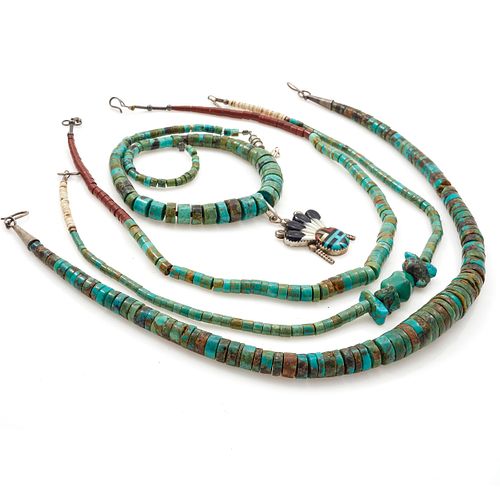 Collection of Four Native American Turquoise Necklaces
