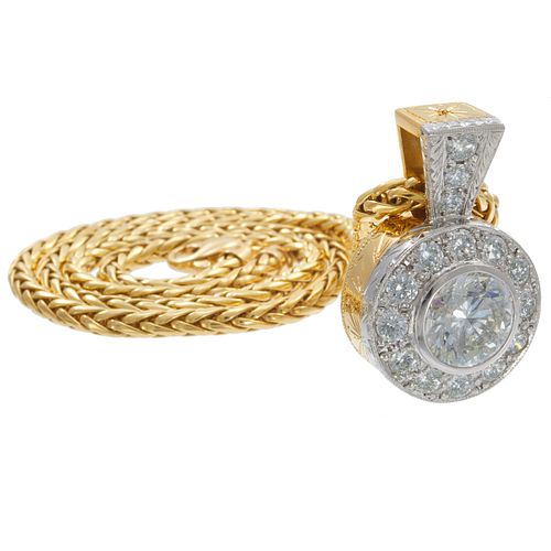 Diamond, Platinum, 18k Yellow Gold Necklace