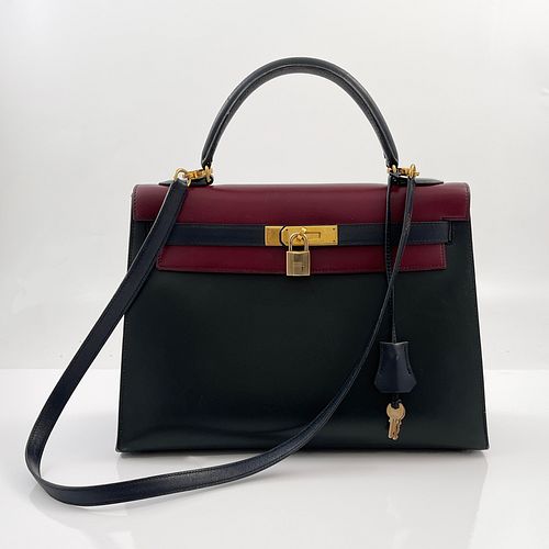 Hermes 32cm Tri-Color Sellier Kelly Bag