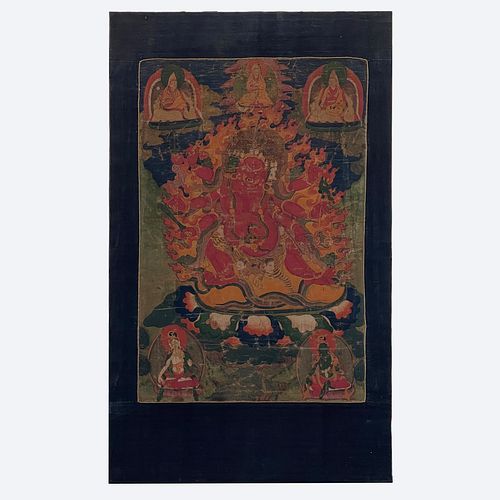 Himalayan Painted Thangka of Mahakala