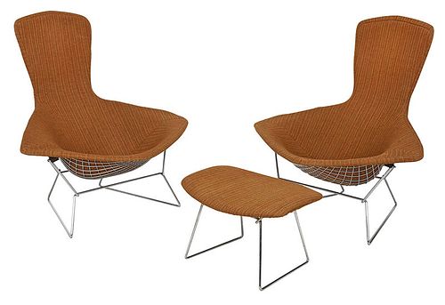 Harry Bertoia for Knoll, "Bird" Chairs with Ottoman