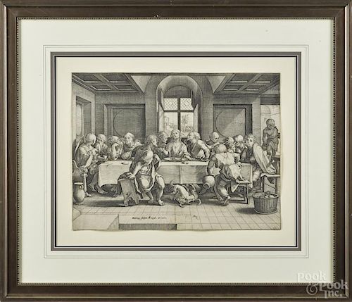 Hendrick Goltzius (Dutch 1558-1617), engraving, titled Last Supper