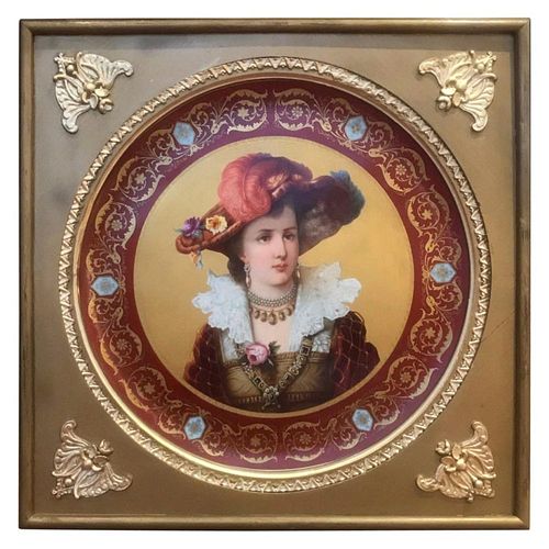 Large 19th Century Royal Vienna Charger in Frame Signed R.Russ