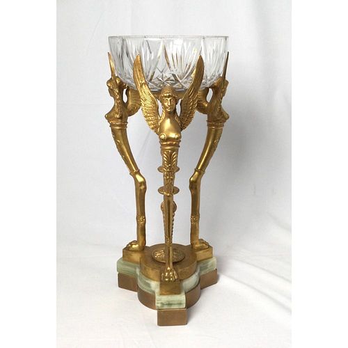 Gilt Bronze Egyptian Revival Figural Compote with Onyx Base, circa 1900
