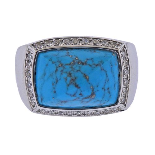 18k Gold Diamond Turquoise Ring