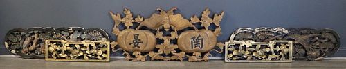 Grouping of Carved Asian Wall Hangings.