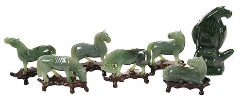 Seven Chinese Hardstone Carved Animal Figures