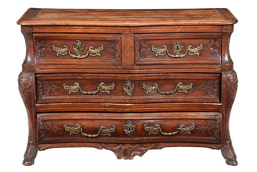 Louis XIV Carved Walnut Bombe Commode