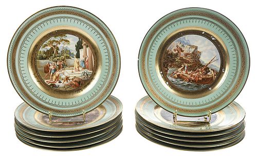 Set of 12 Vienna Style Porcelain Dinner Plates